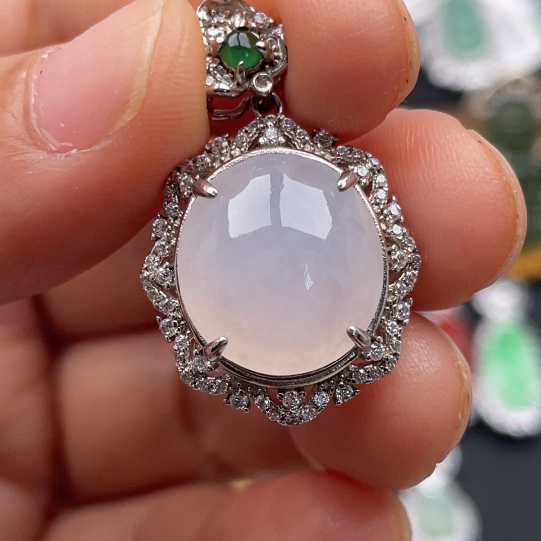 翡翠银S925镶嵌吊坠(不含链)