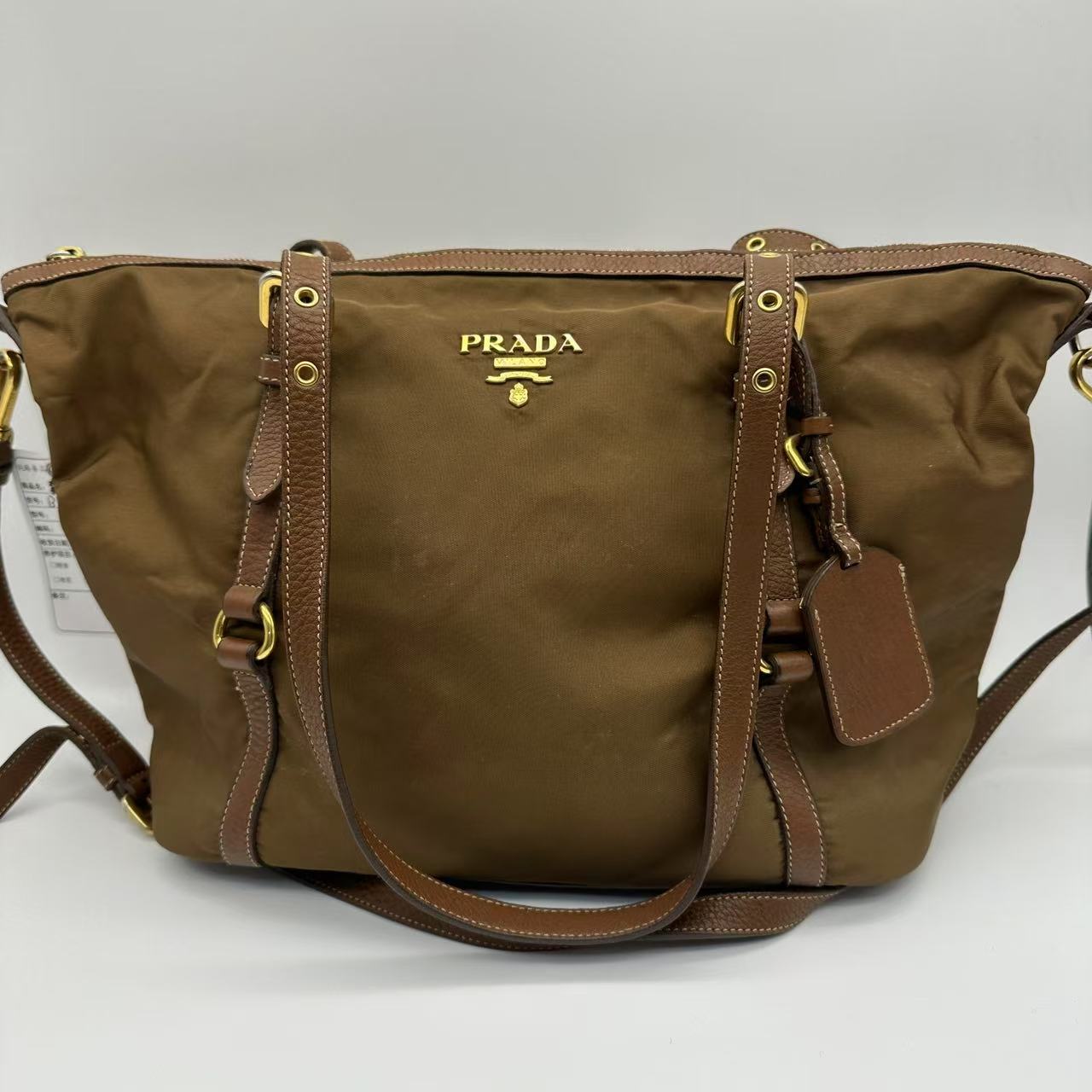 95新 Prada/普拉达 棕色手提单肩包bb133