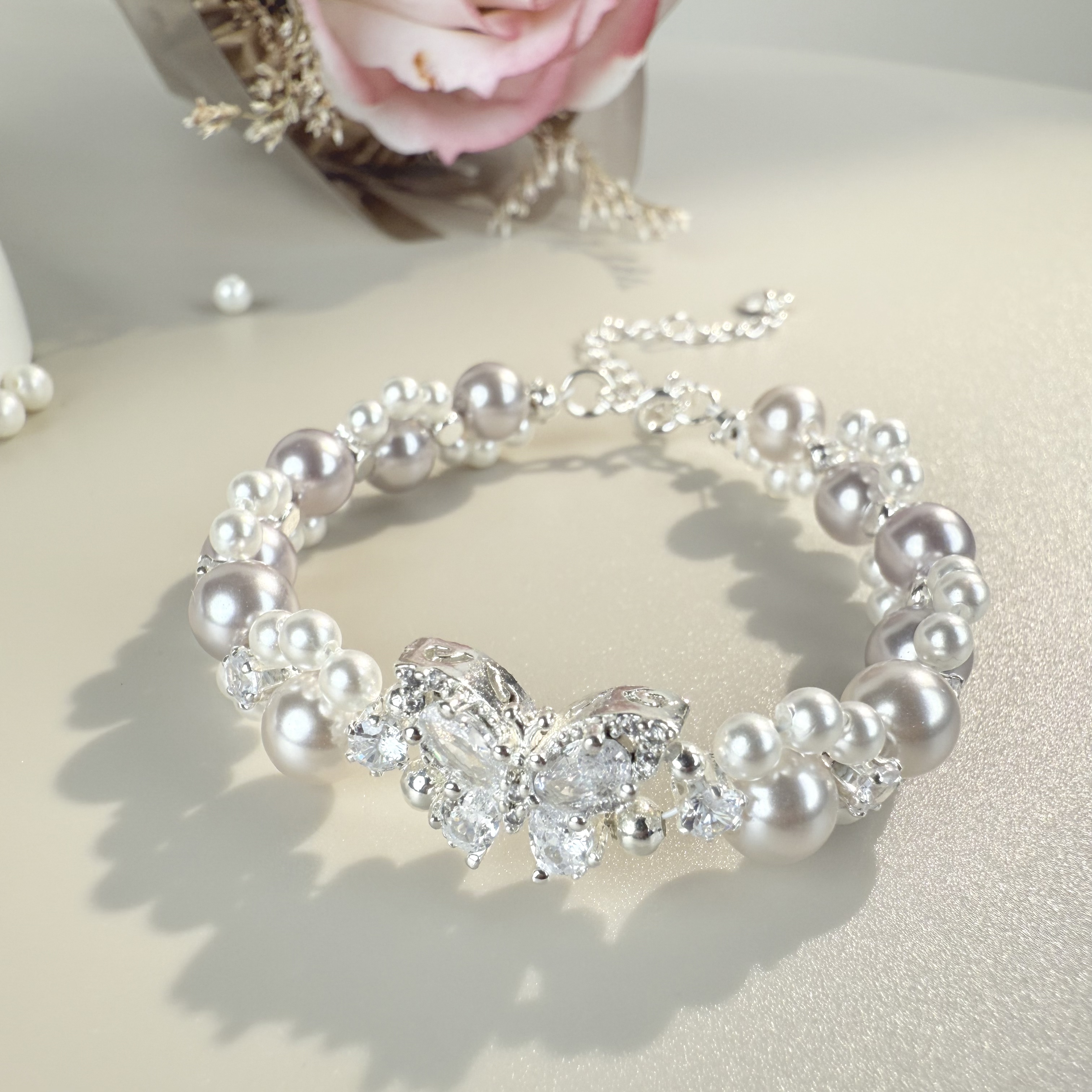 手链 “月澜织-梦”【原创手链】钻饰的细碎光泽像织进涟漪里的星点