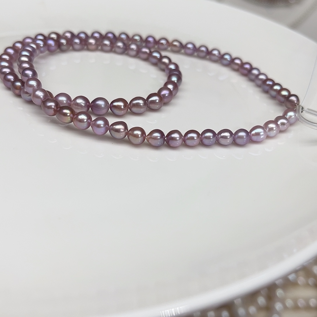 银S925镶嵌项链淡水珍珠5毫米