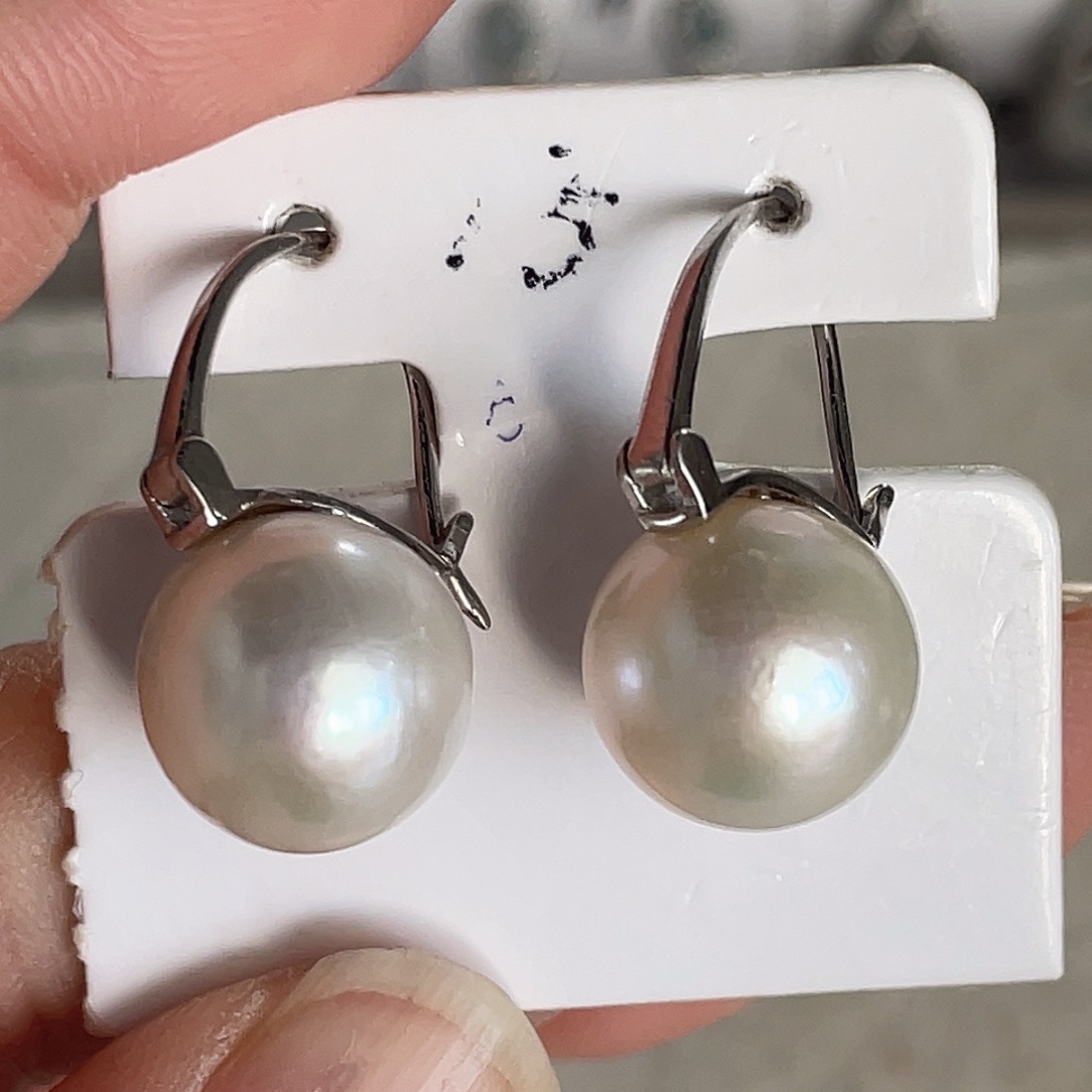 银S925镶嵌耳饰淡水珍珠
