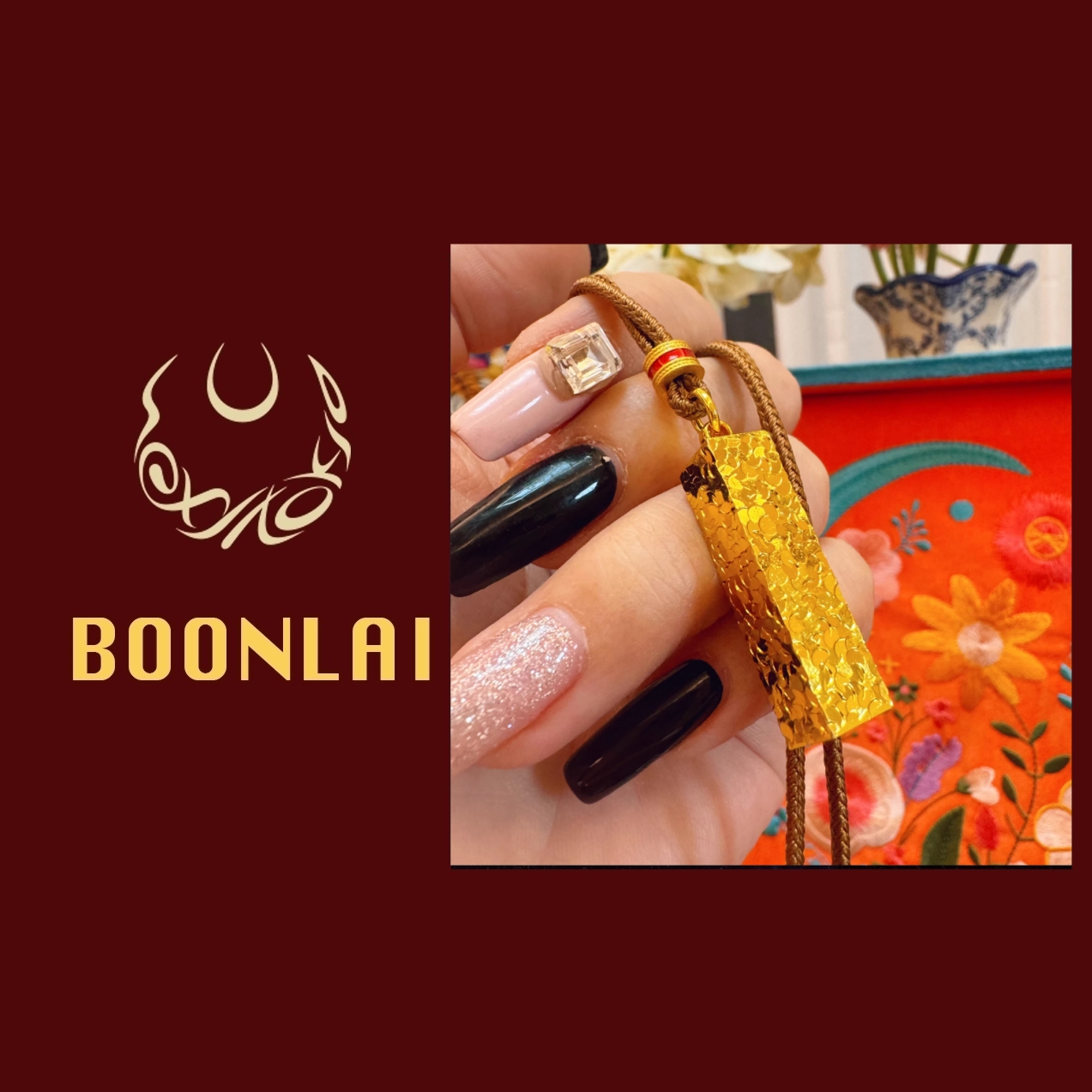 铜合金项链 Boonali 龙鳞立体方形项链1425