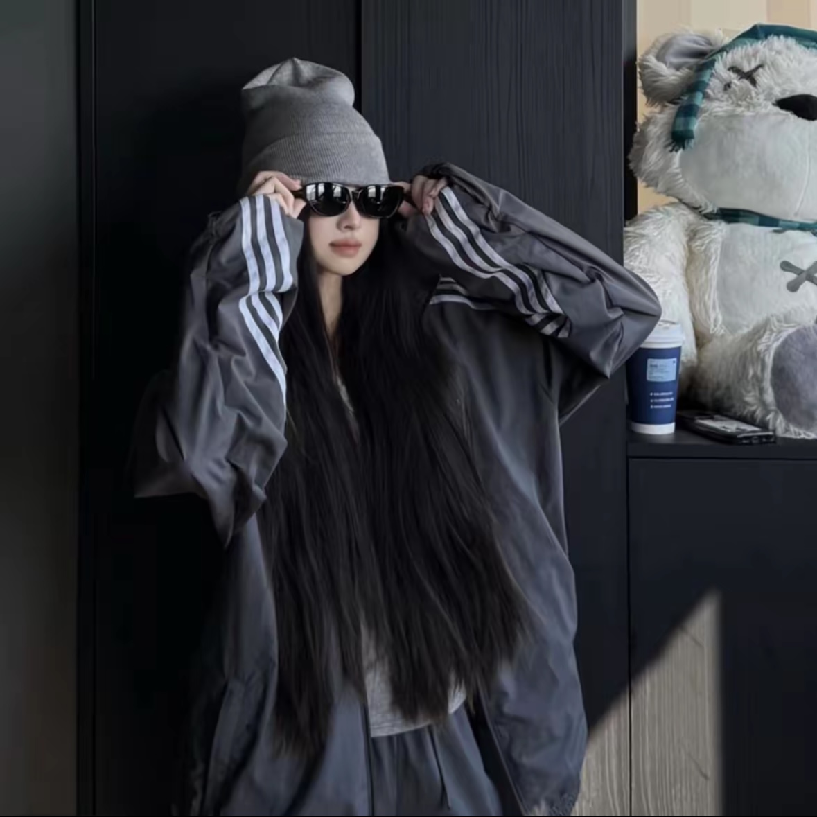 【商场撤柜】男女同款立领夹克春秋刺绣搭配扭扭裤套装外套-3362
