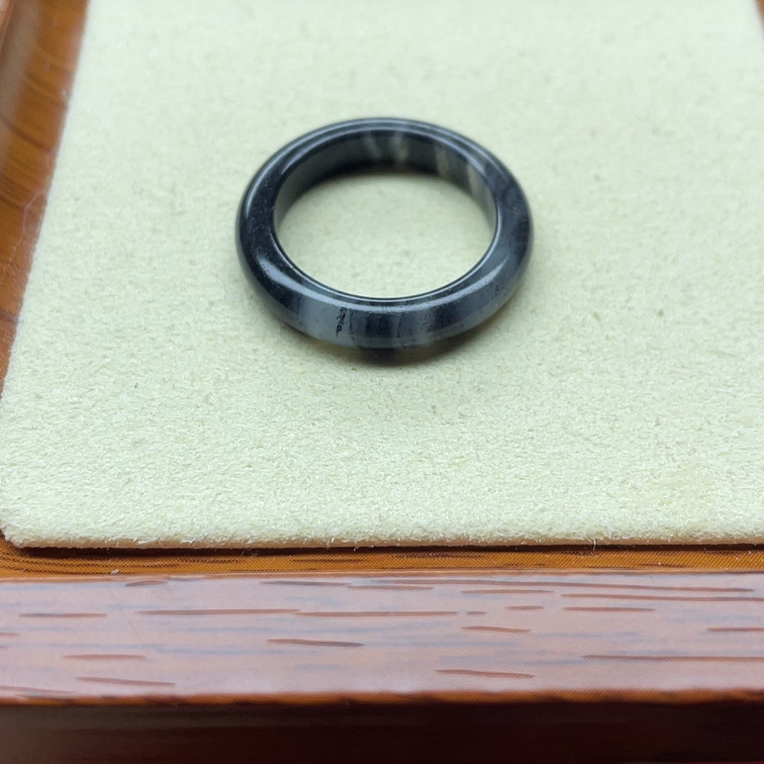 和田玉戒指未镶嵌聚墨青花21号