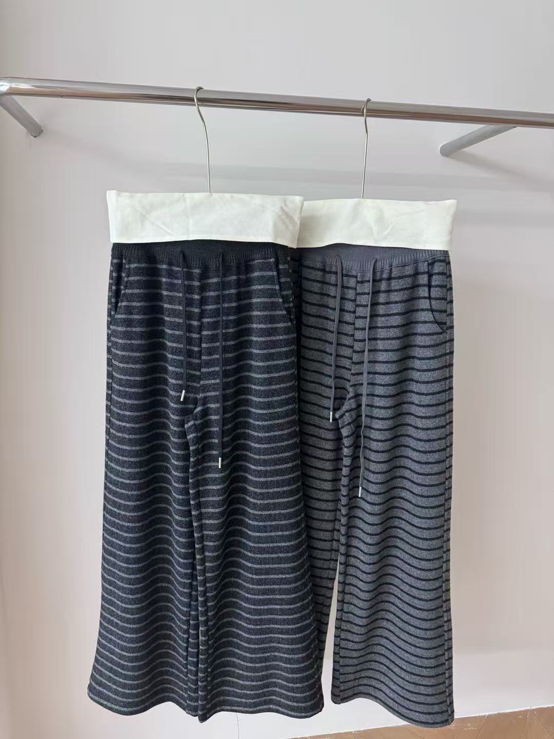 【Kim优选】黑色条纹裤宽松女裤洋气巨显瘦秋季新款松紧腰裤子