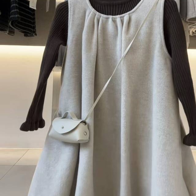 套装裙新款儿童冬季洋气时髦背心裙休闲款加绒俩件套加包包年款