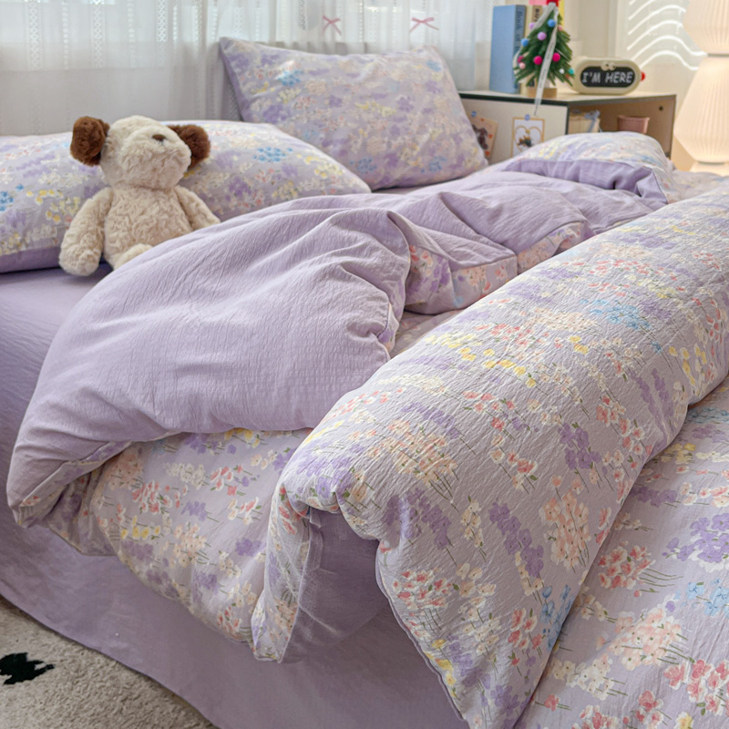 【原创】100%A类超柔软云感树棉双层纱四件套学生三件套透气被套