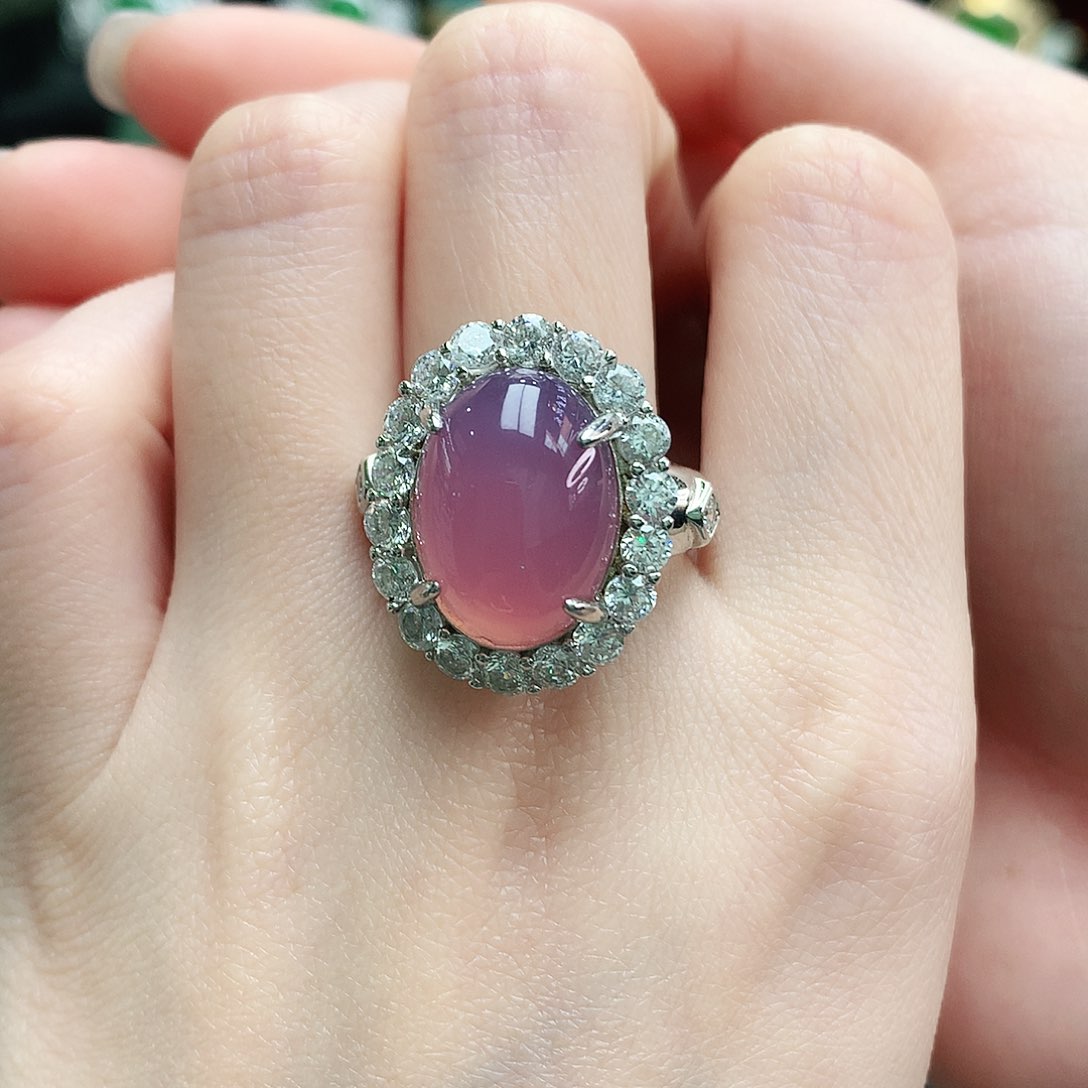 玛瑙/玉髓戒指银S925镶嵌