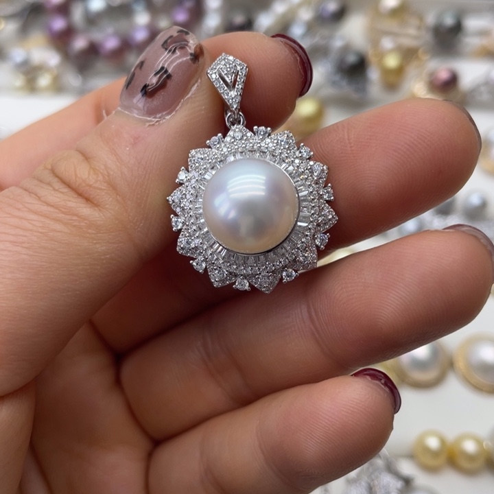 海水珍珠吊坠(不含链)银S925镶嵌