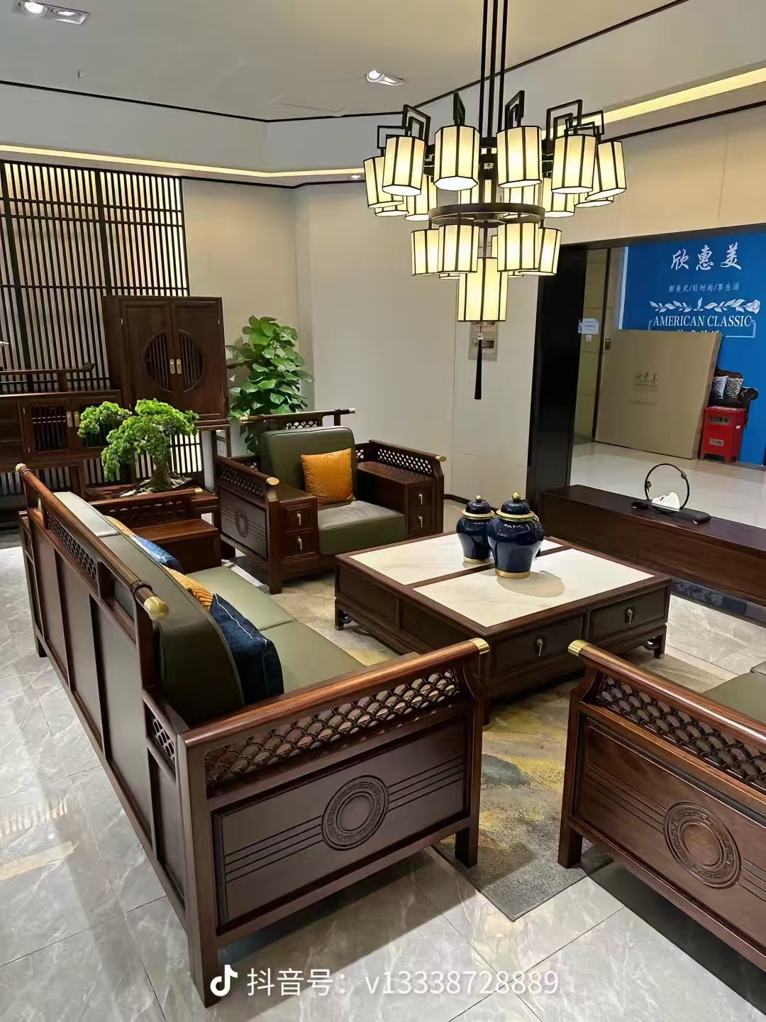 实木沙发现代轻奢艺术简约古典皮沙发酒店电视柜客厅禅意角几