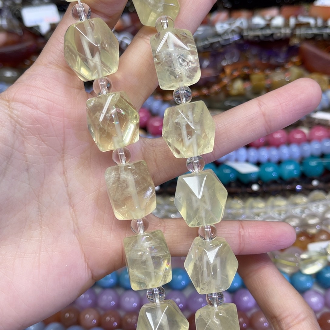 玛瑙/玉髓散珠天然黄水晶卡14长条38厘米