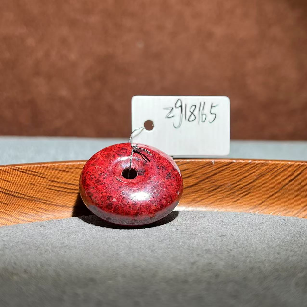 天然辰砂【张老斯珠宝】天然朱砂平安扣吊坠zg18165