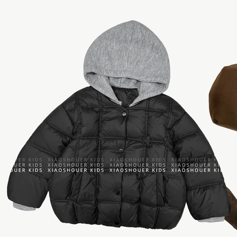 【小首尔】原版-现货冬装男女童韩版羽绒服加厚保暖拼接连帽HBB8550