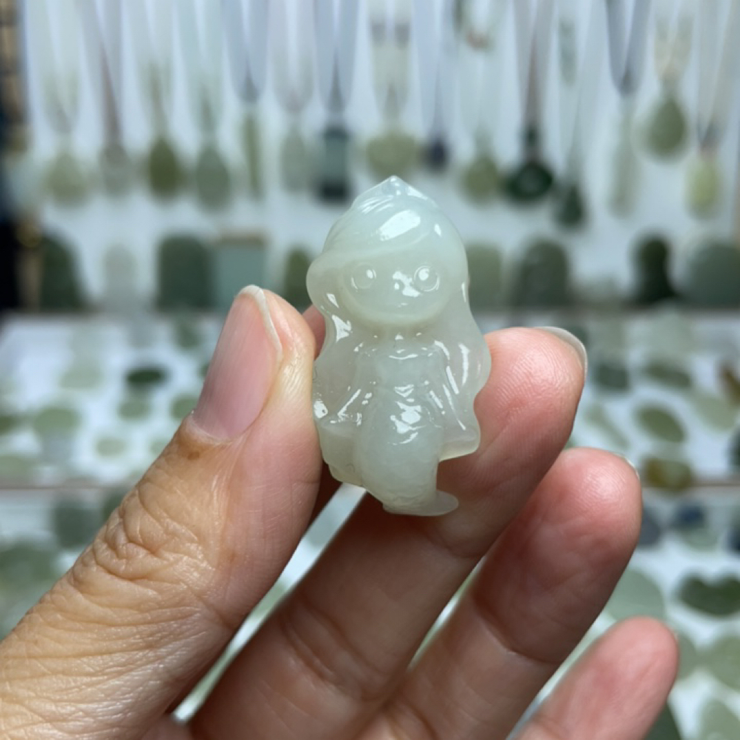 纯天然和田玉青海料美人鱼吊坠