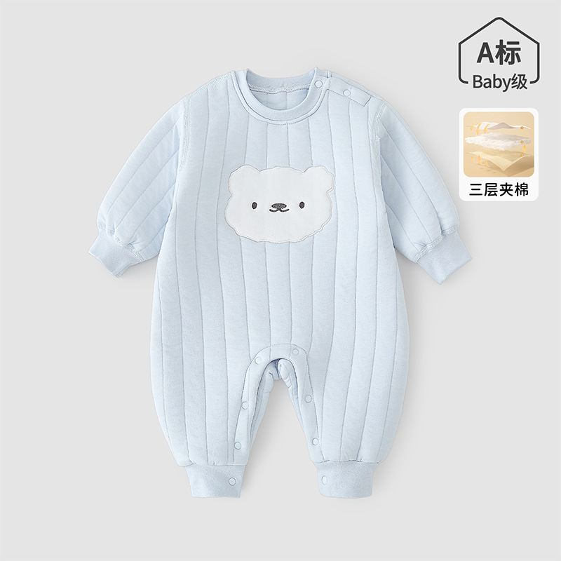 婴儿连体衣保暖春秋冬装40g夹棉秋季新生儿衣服宝宝外出哈衣加厚
