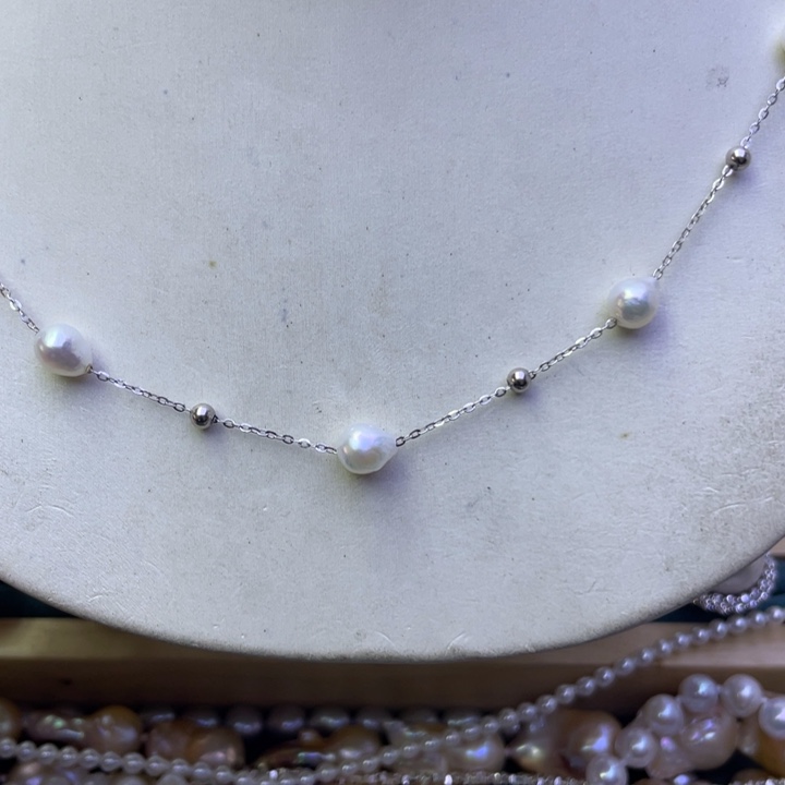淡水珍珠项链银S925镶嵌萌*妹