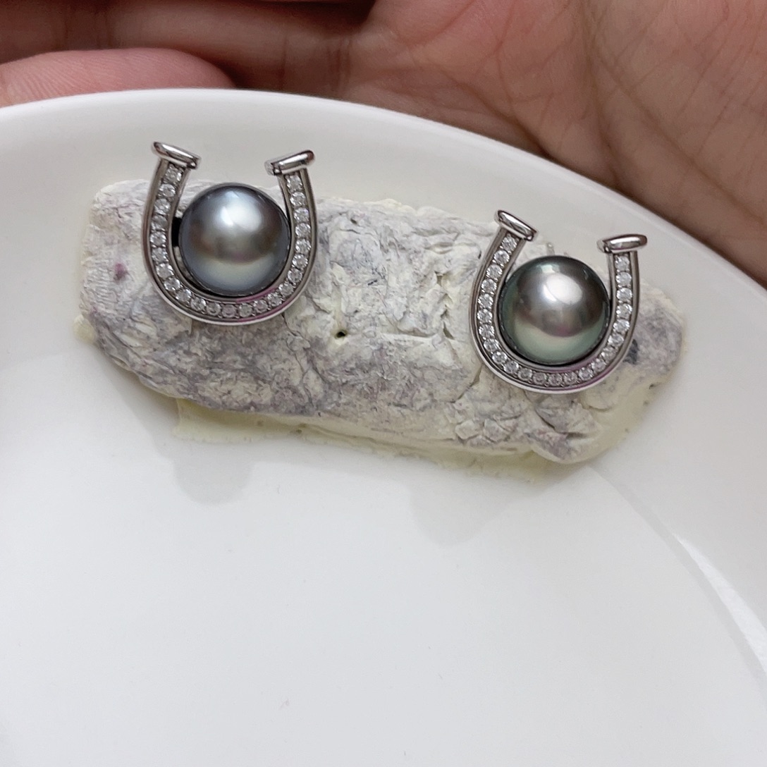 海水珍珠耳饰银S925镶嵌