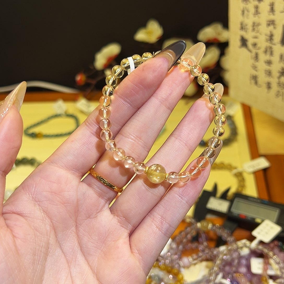 烟晶手链银S925镶嵌-黄888