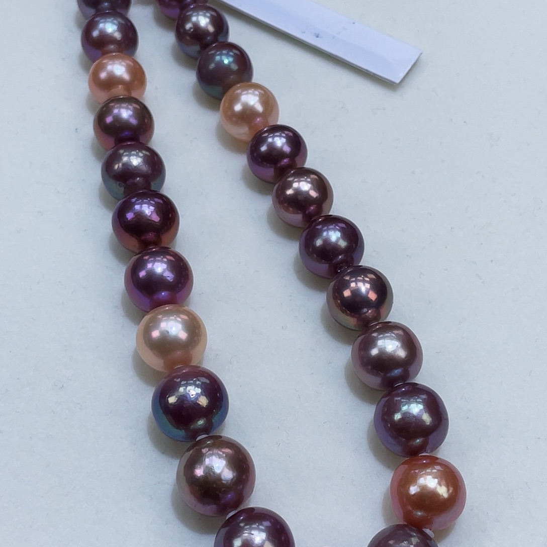 淡水珍珠颈饰银S925镶嵌10-13m流光溢彩糖果捡漏