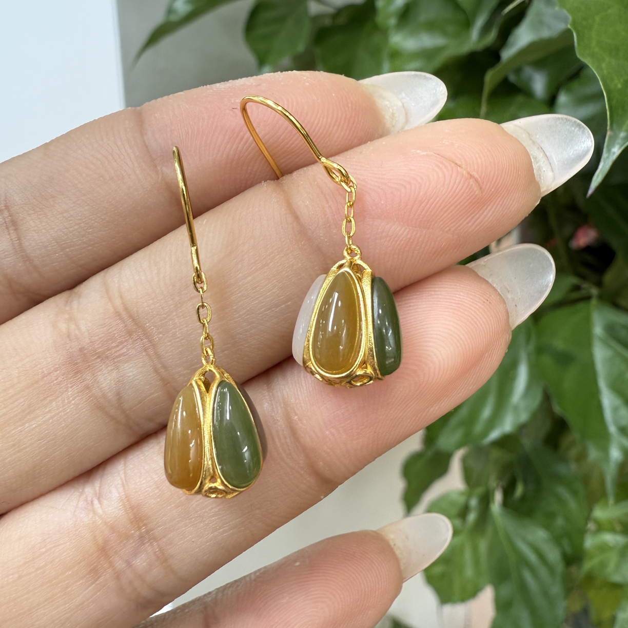 和田玉颈饰银s925镶嵌多宝耳饰TZ拍一发一对