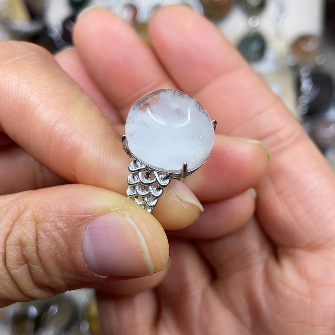 【闪购商品】银S925镶嵌珠宝半成品水晶戒指