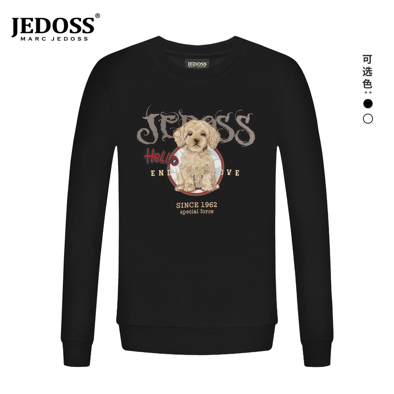 JEDOSS/爵迪斯2025秋上新时尚轻奢男装数码狗印花圆领卫衣长袖002