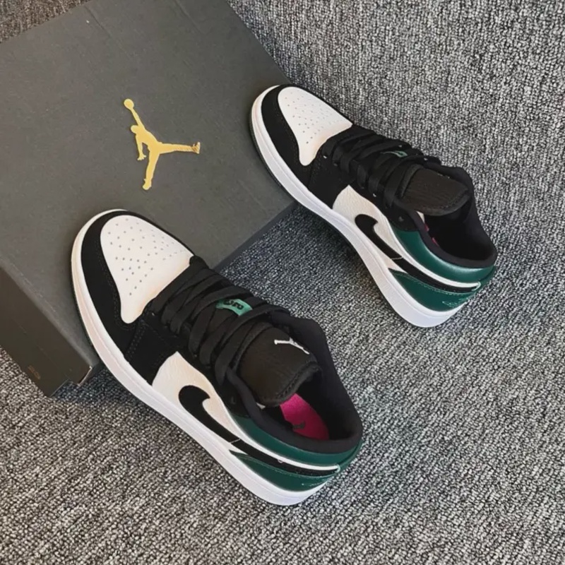 NIKE/耐克Air Jordan 1 Low GS aj1黑绿脚趾低帮潮流百搭休闲女鞋