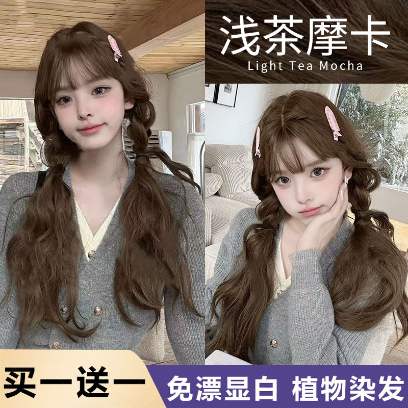 【买1送1】爆款浅茶摩卡色染发剂2024流行色自己在家染发膏免漂显白