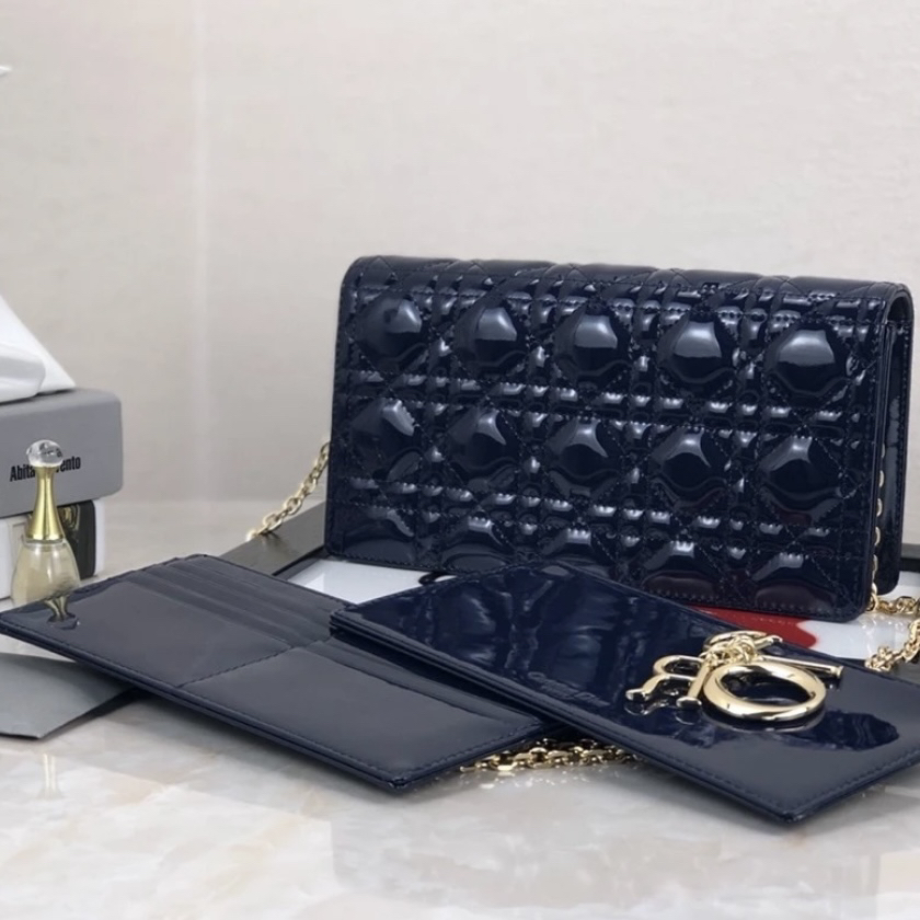 95新 DIOR/迪奥 阿白奢品/Dior 漆皮藤格纹单肩包