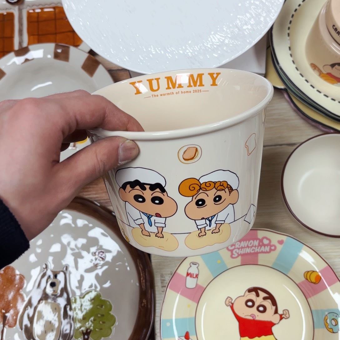 白瓷蜡笔小新六寸泡面桶全家桶