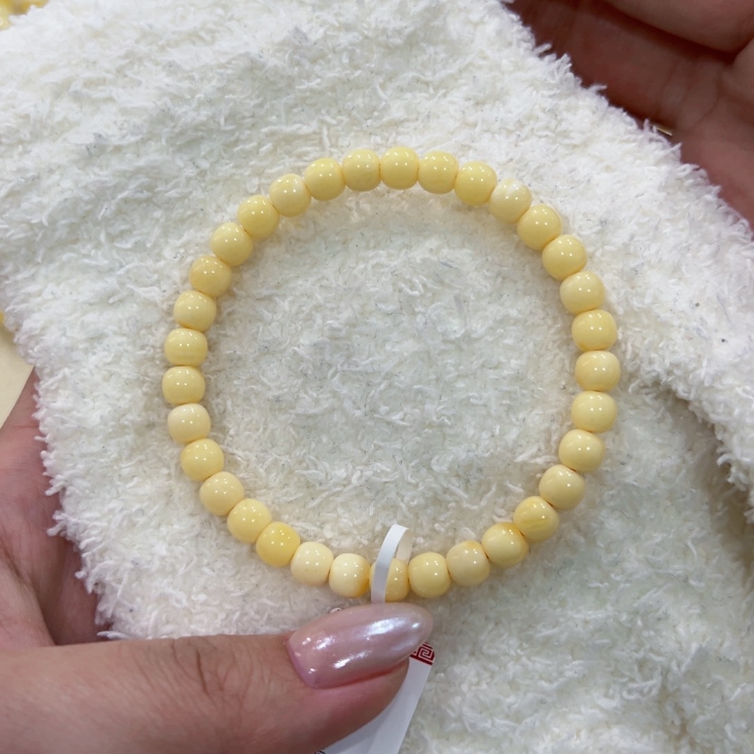 蜜蜡手链未镶嵌潘****）6m奶白老型手串
