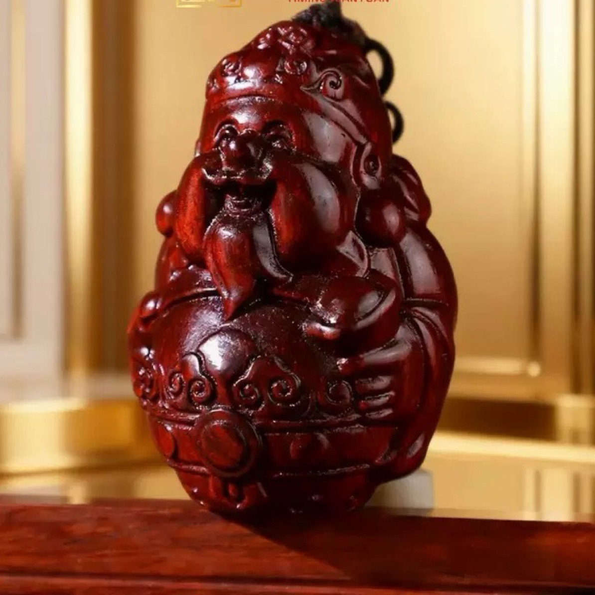 财神2号紫檀木雕刻财神文玩手把件工艺品挂件