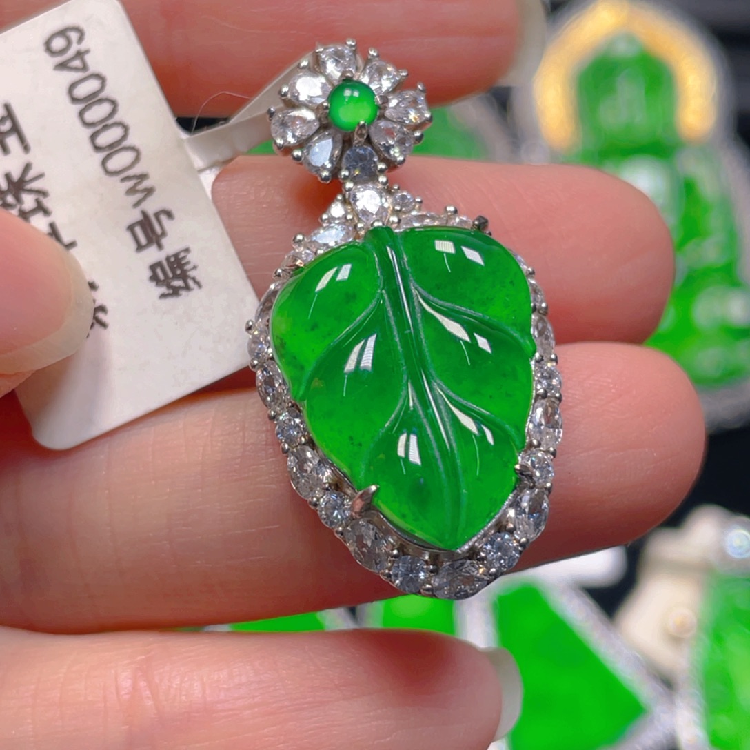 翡翠银S925镶嵌吊坠(不含链)