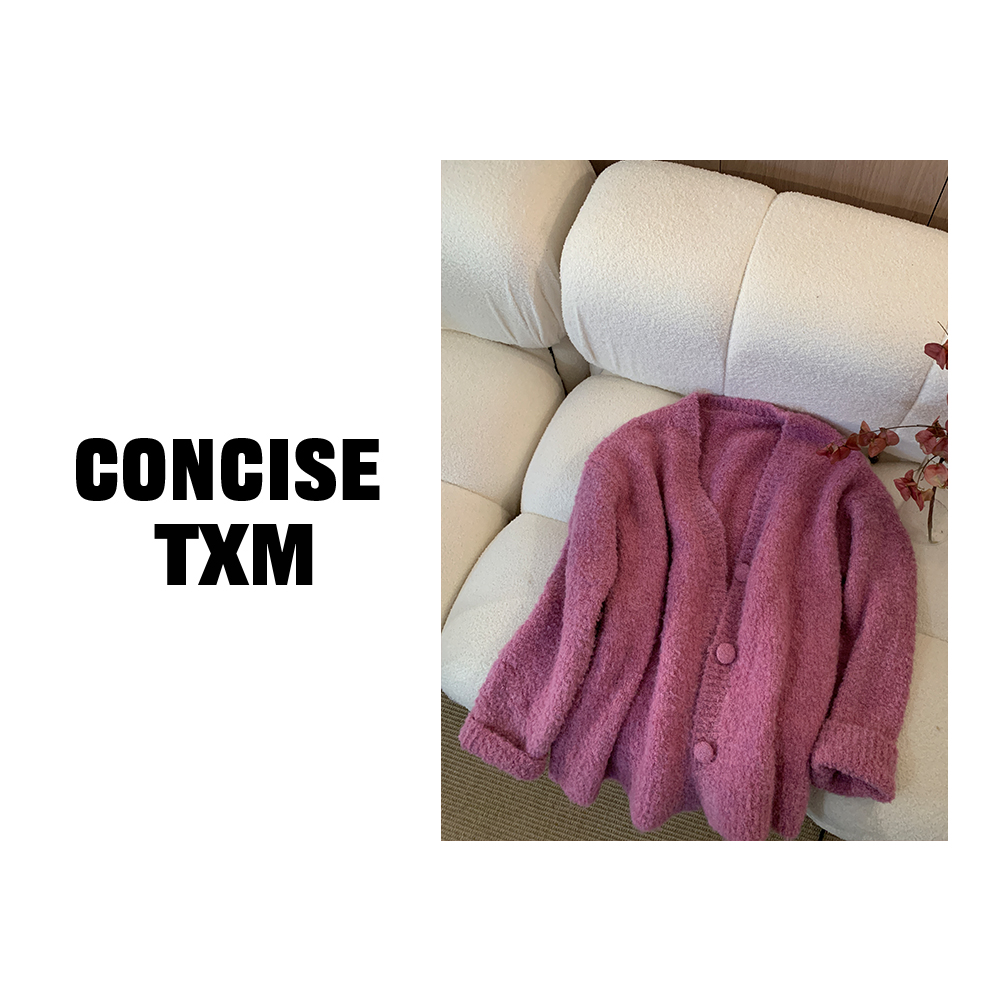 【唐小木】秋季慵懒温柔风纯色百搭气质开衫毛衣  S1096