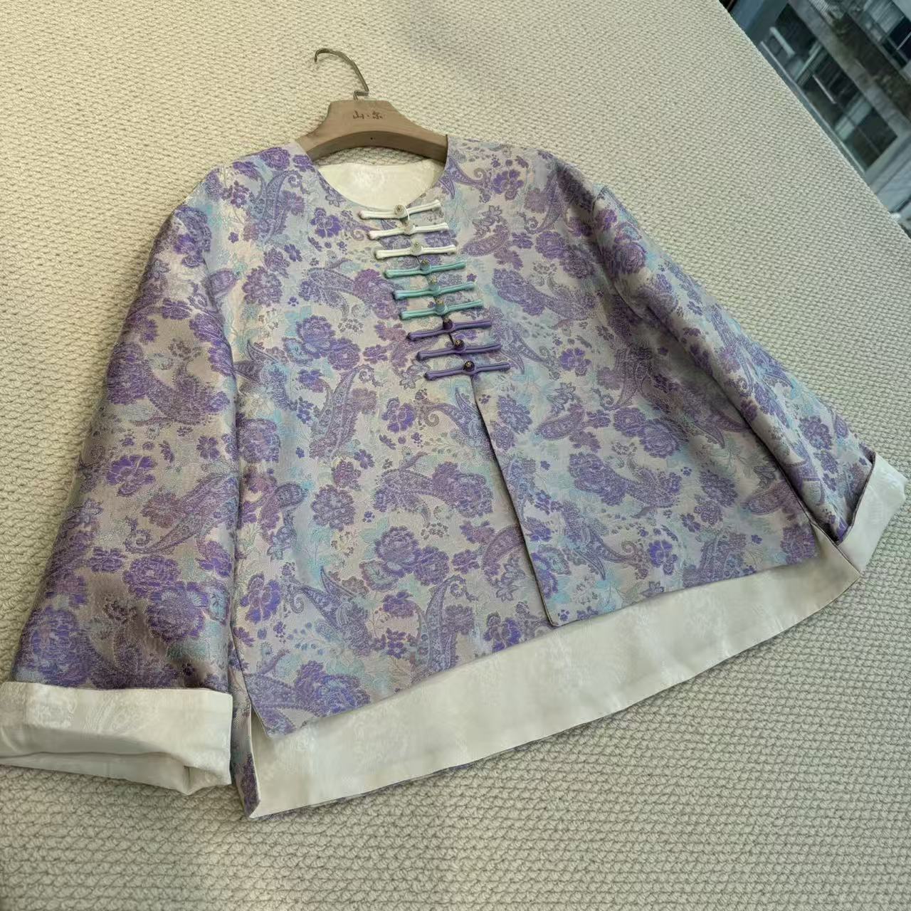 山.尔【婉芸】100桑蚕丝蜀锦新中式重工秋款外套