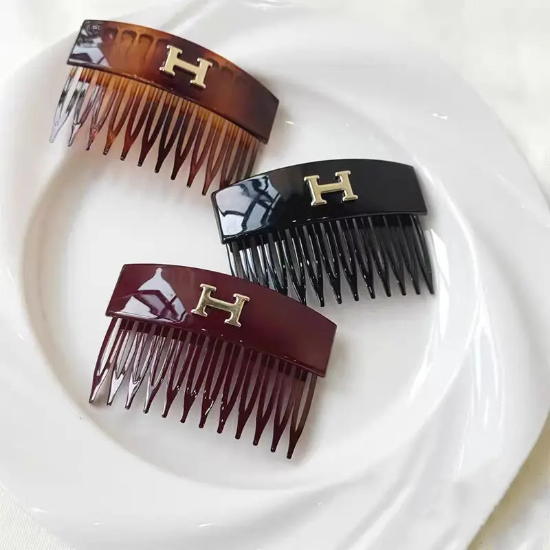 韩国新款H字母齿梳简约百搭高级感时尚韩式气质韩版发卡网红倒插