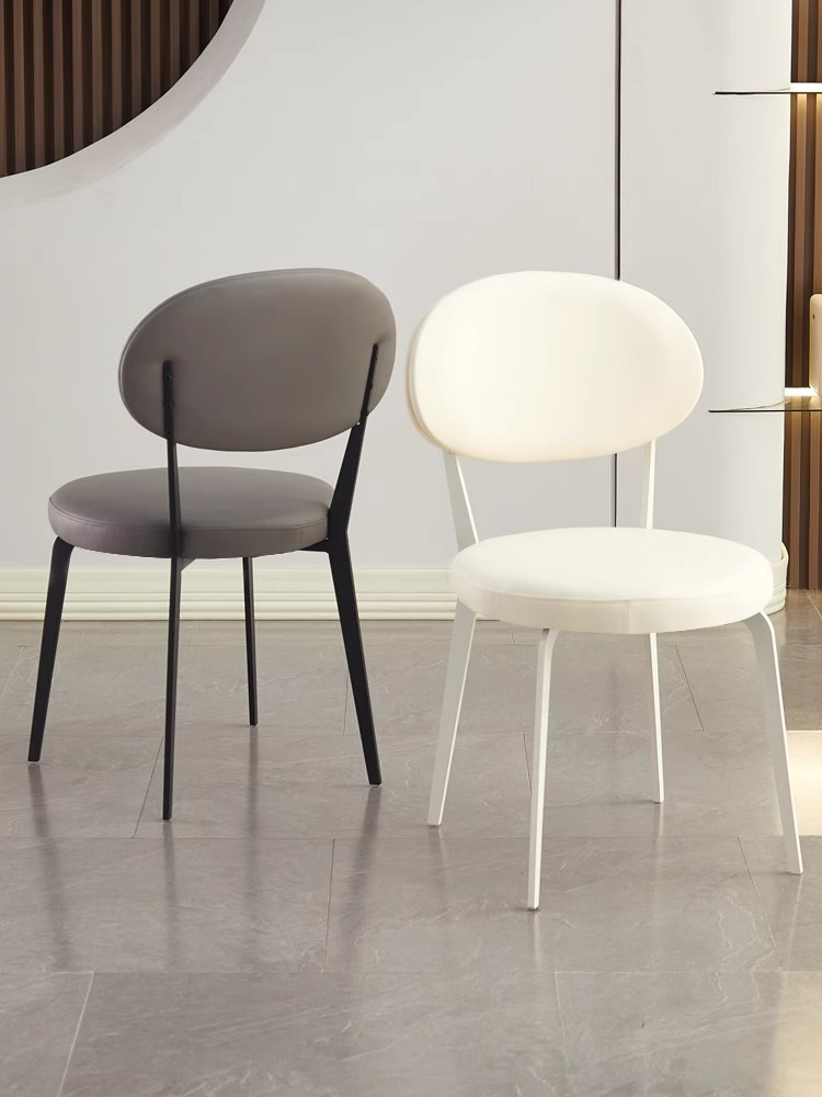 现代简约设计师椅子法式奶油风白色意餐椅家用靠背餐桌椅餐厅凳子