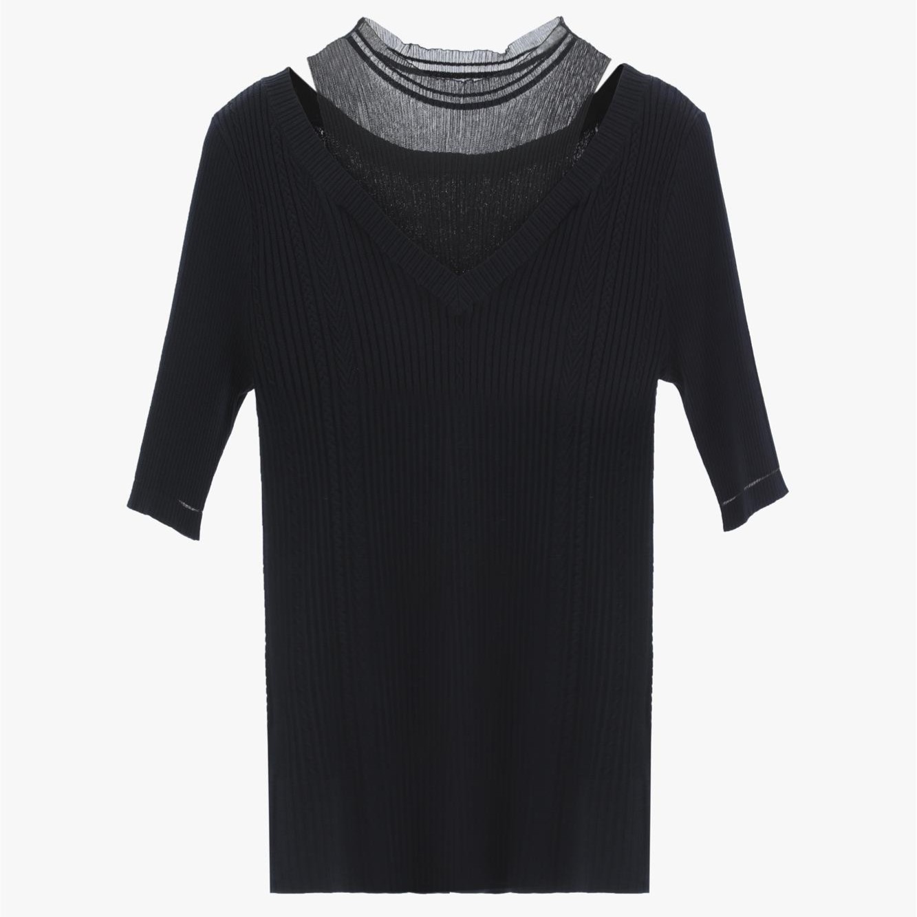 Marisfro玛丝菲尔官方旗舰店时尚百搭高领夏季毛针织衫A1AY3805M