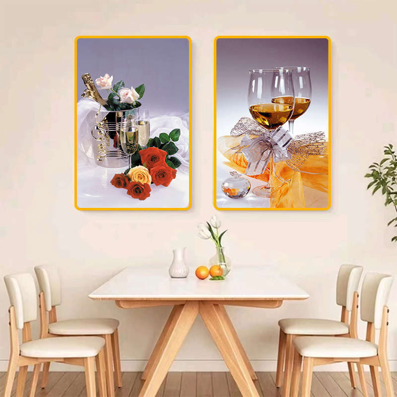 L09酒杯双联客厅背景墙挂画玄关装饰画餐厅装饰画