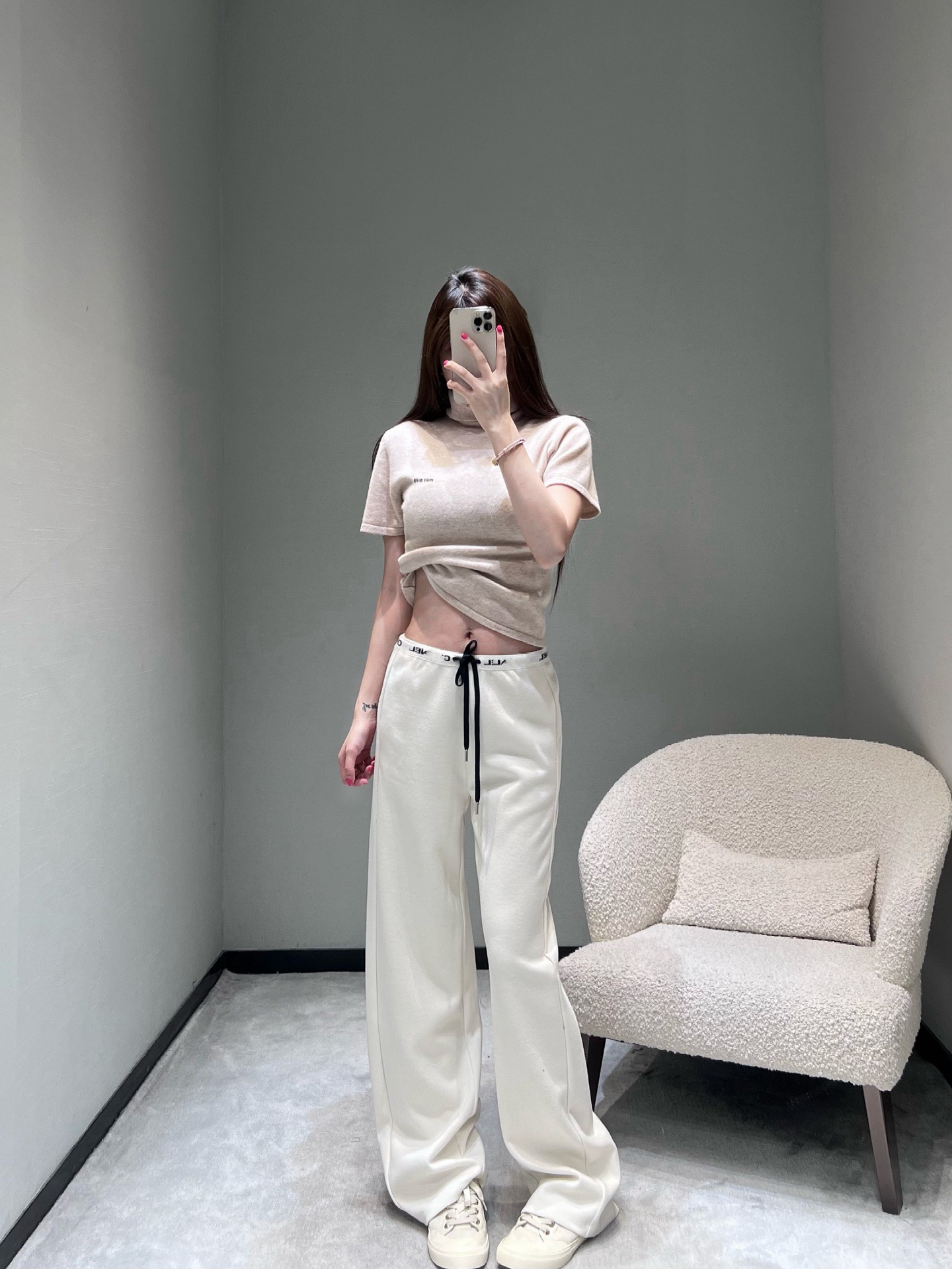 SZ178字母高腰直筒裤加厚