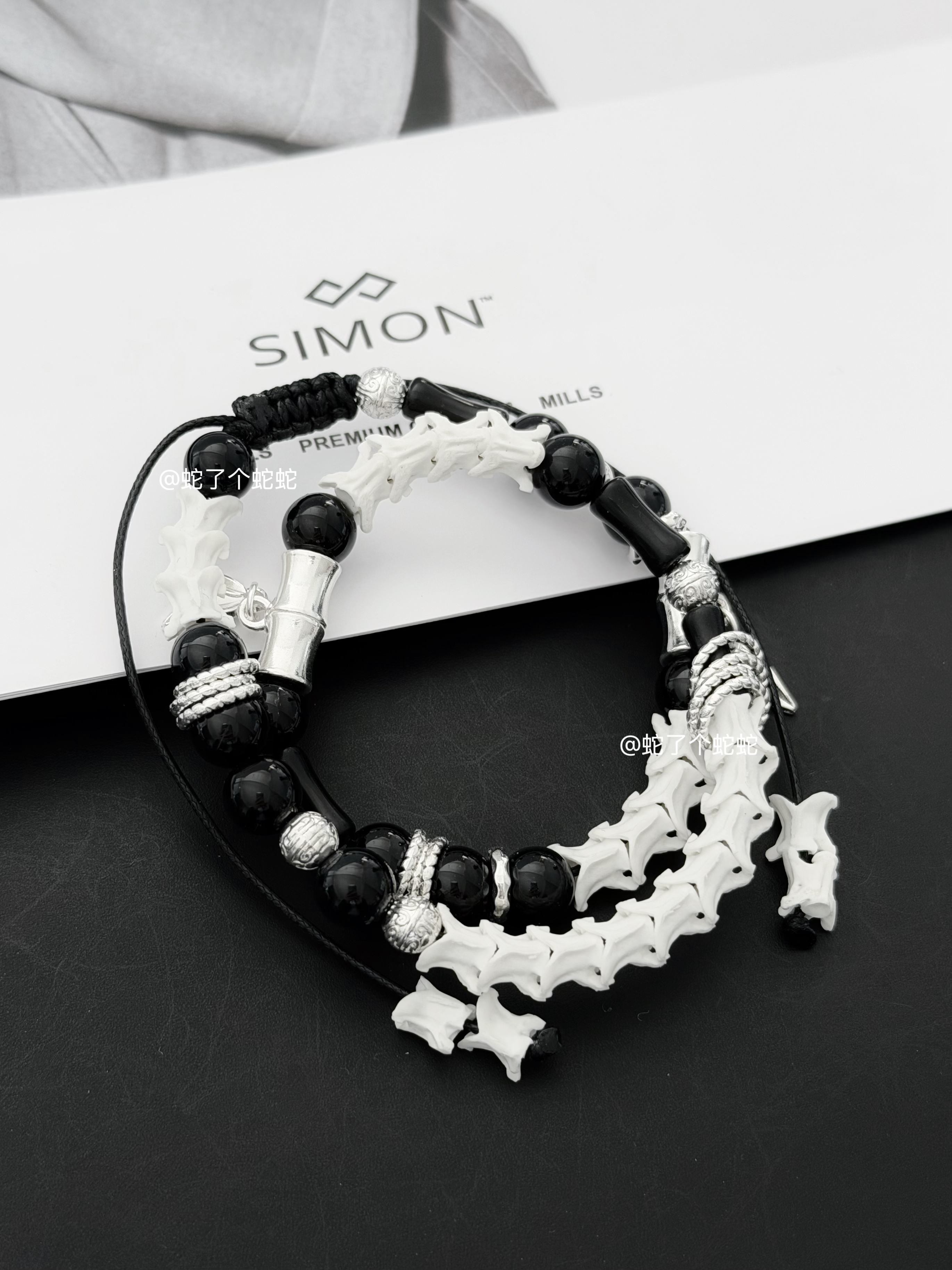 手链 小众原创设计情侣手工编织绳真蛇骨手链中性风格简约气质