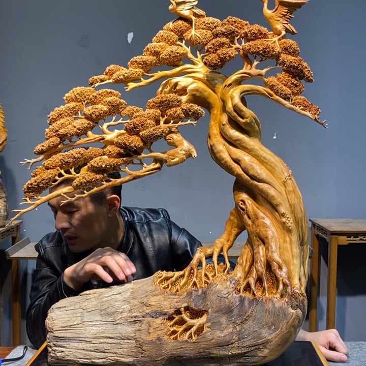 柏木桔*肺木雕工艺品摆件
