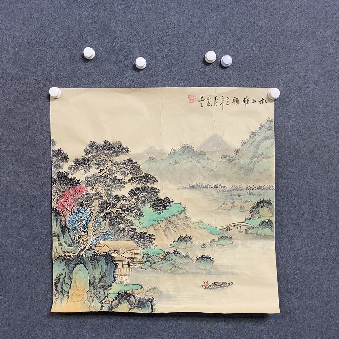 国画四尺斗方仿古山水一副