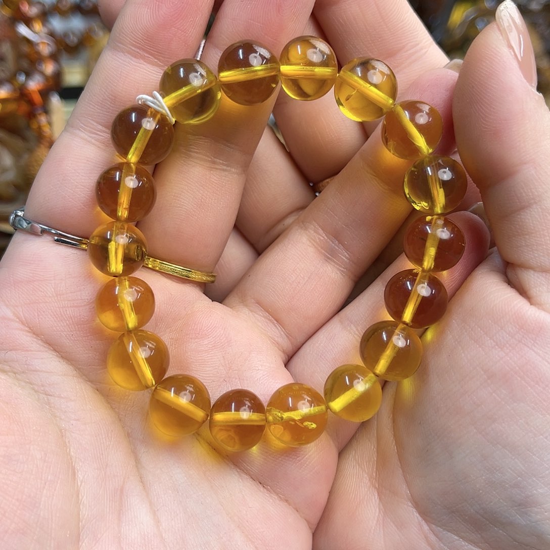 琥珀手链未镶嵌缅甸琥珀11m+手串