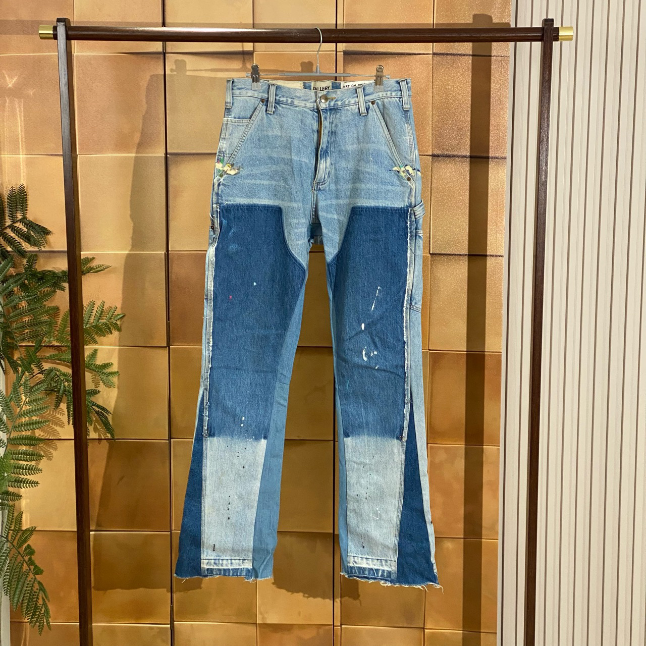 99新 MONCLER Gallery Dept 蓝色泼墨牛仔裤/30码/99新/27638