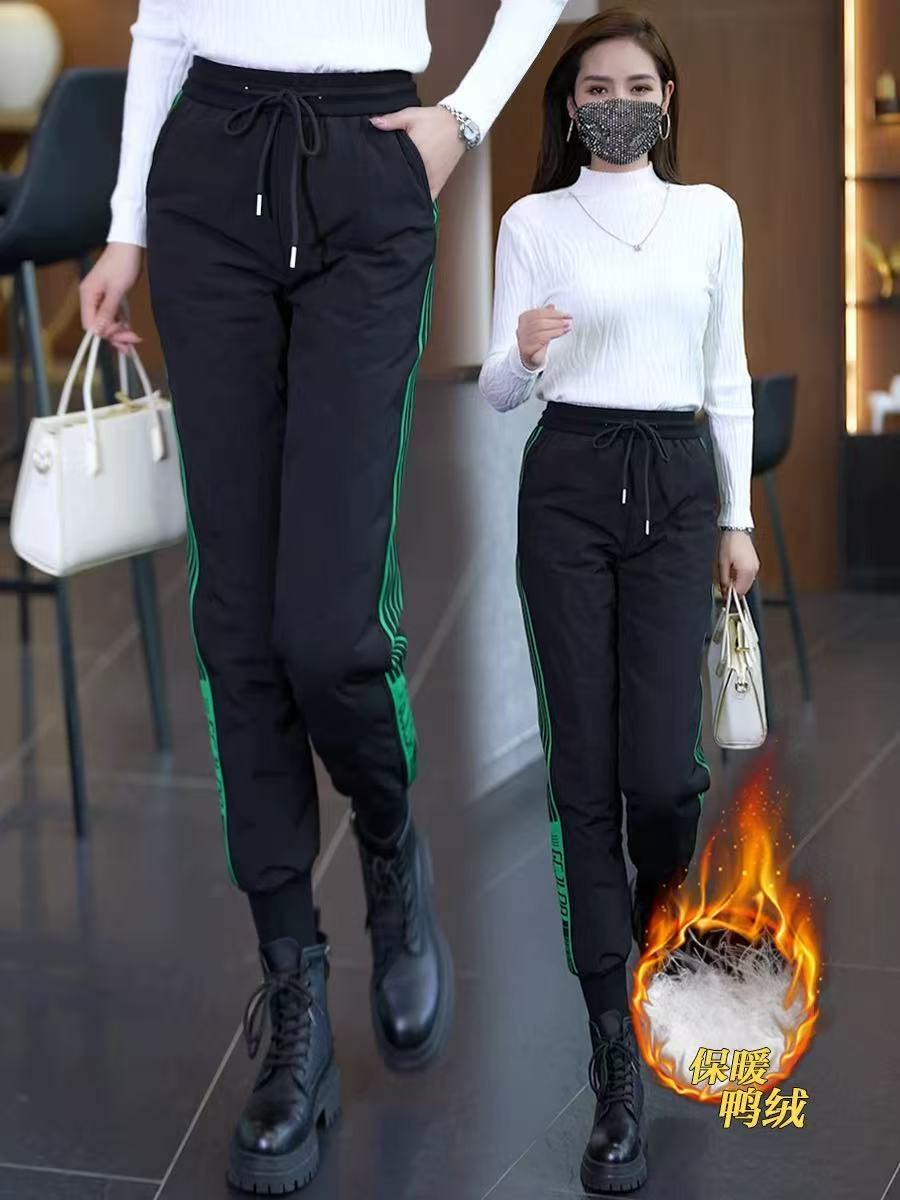 加绒加厚保暖束脚2025冬季新款羽绒裤