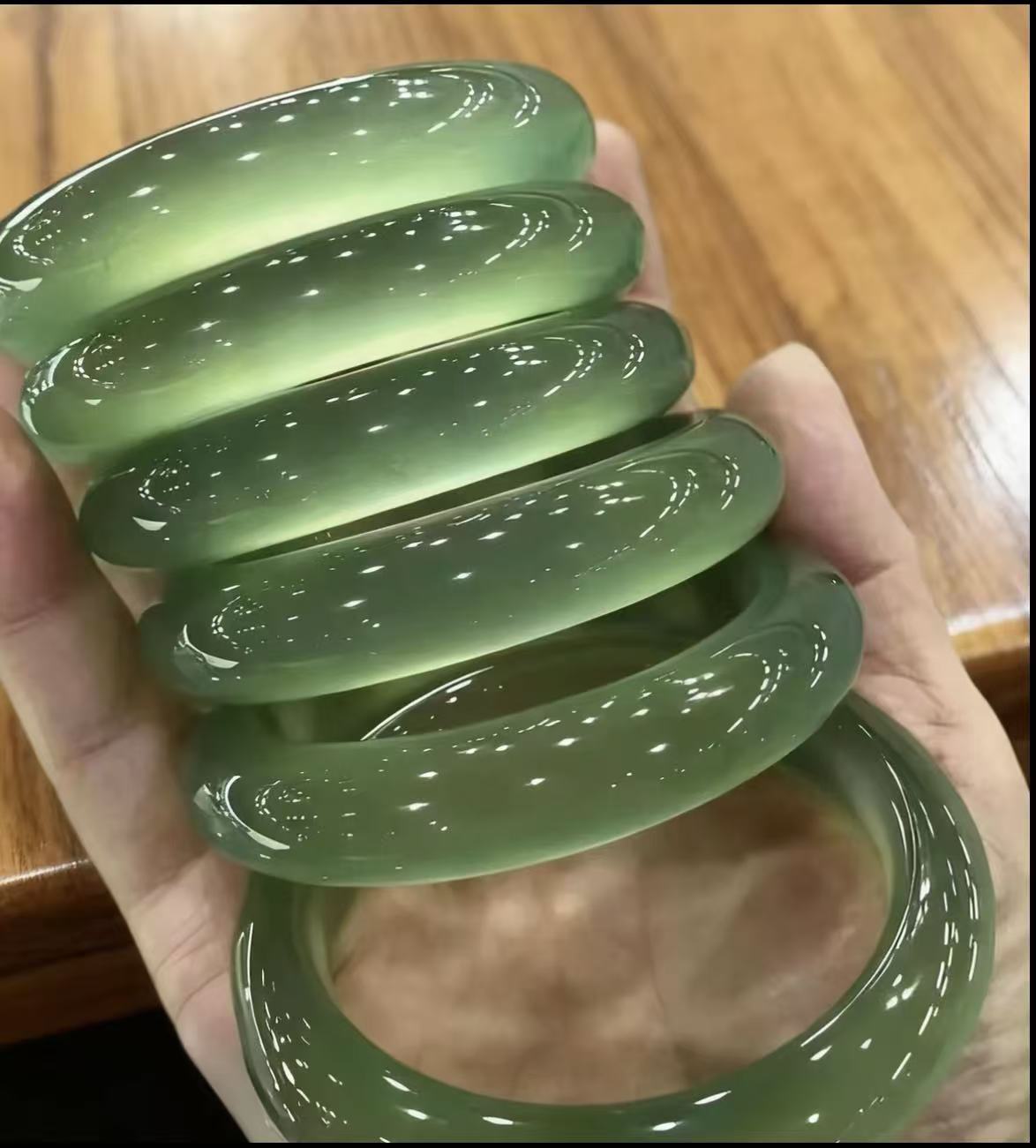 《抖音质检》纯天然冰绿手镯多样性发其一XL‘’