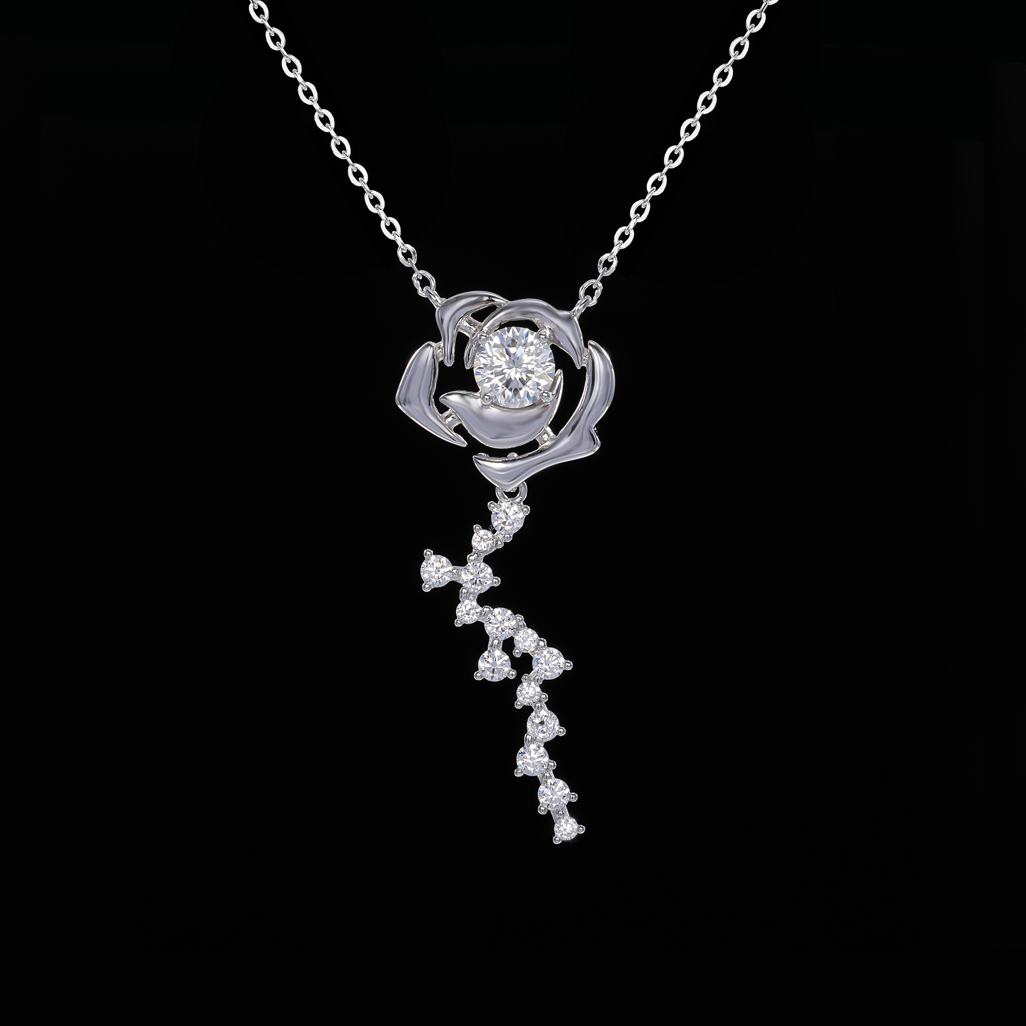 坠链均925银莫桑石 ——木木 （SY4323）MS-1141B 50分项链45厘米