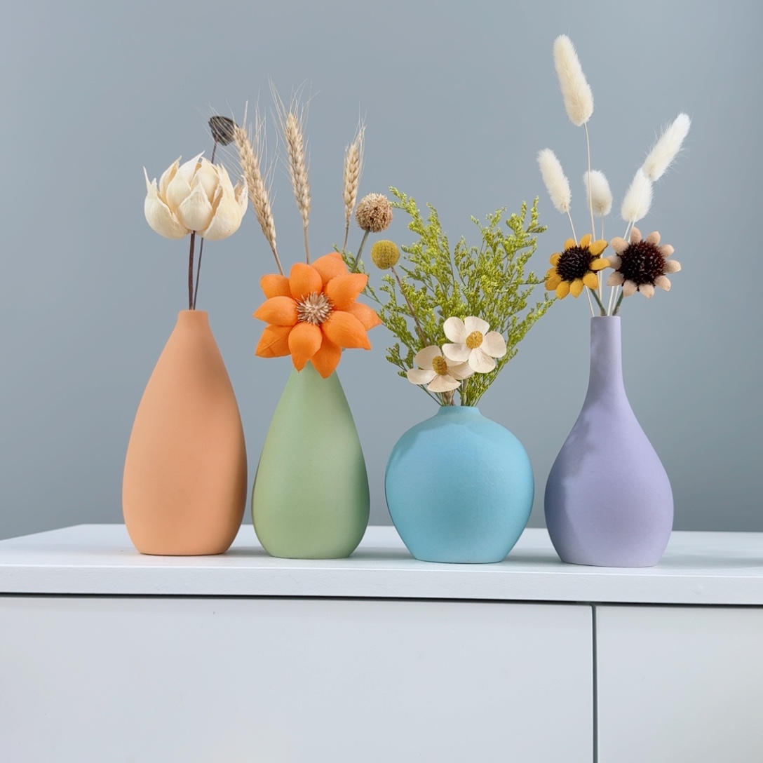 摆件陶瓷花瓶摆件含花总高约20-30cm