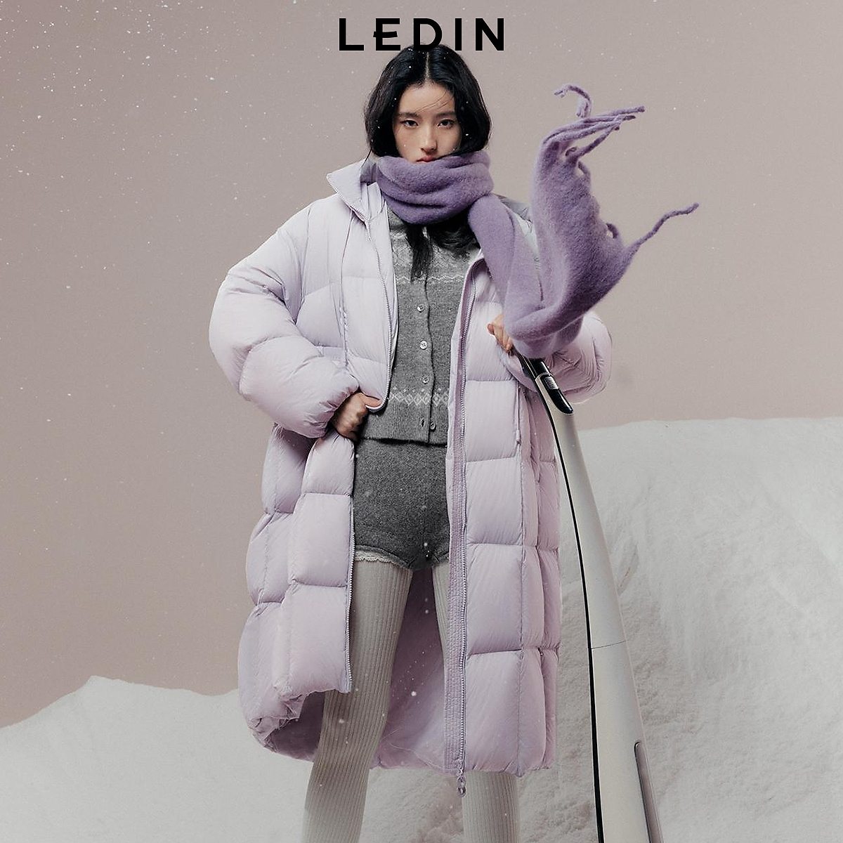 【火山岩】乐町中长款面包羽绒服女装2025冬季新款泡芙连帽外套